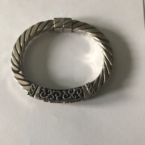 Sterling and 14k hinged bracelet